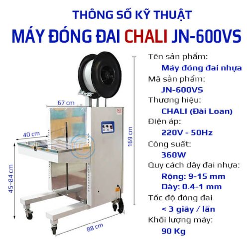 bảng thông số kỹ thuật máy đóng đai jn-600vs
