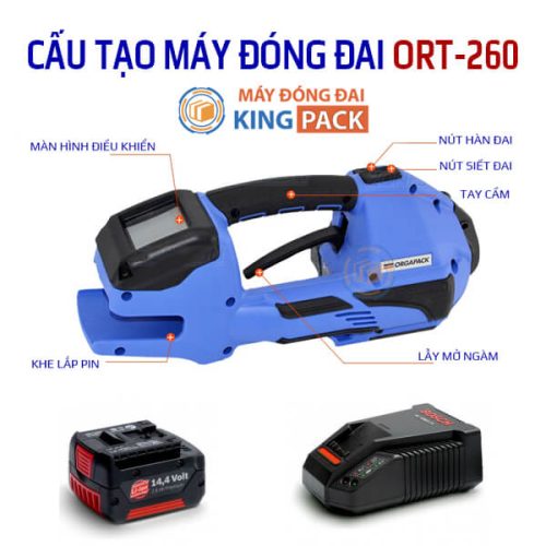 chi tiết cấu tạo máy đóng đai nhựa ort-260