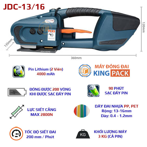máy đóng đai nhựa dùng pin jdc 1316